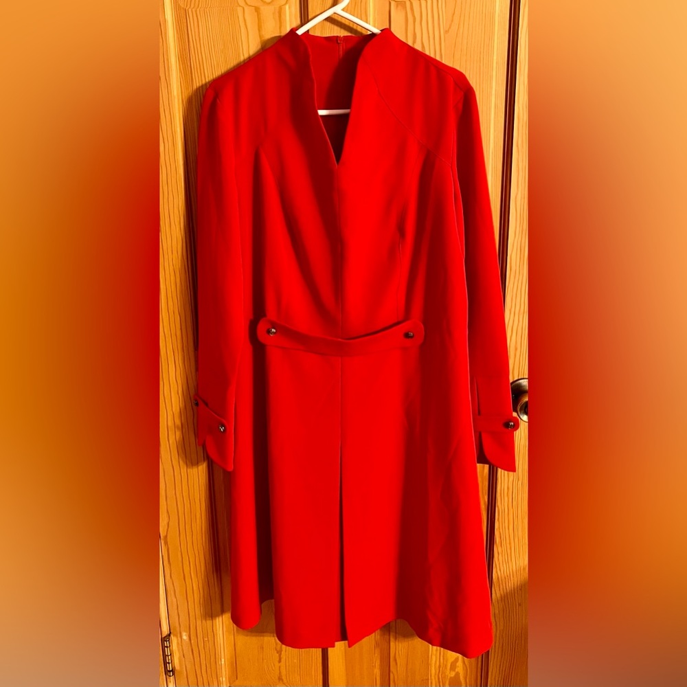 NWT Tavrovska Red Structured High-Neck Midi Power Dress Size 48 EU  14 US Modest